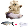 Cataire Chat Poisson Jouet Poisson En Peluche Chat Jouet Interactif À Mâcher Oreiller Pet Chat Électrique Jouet